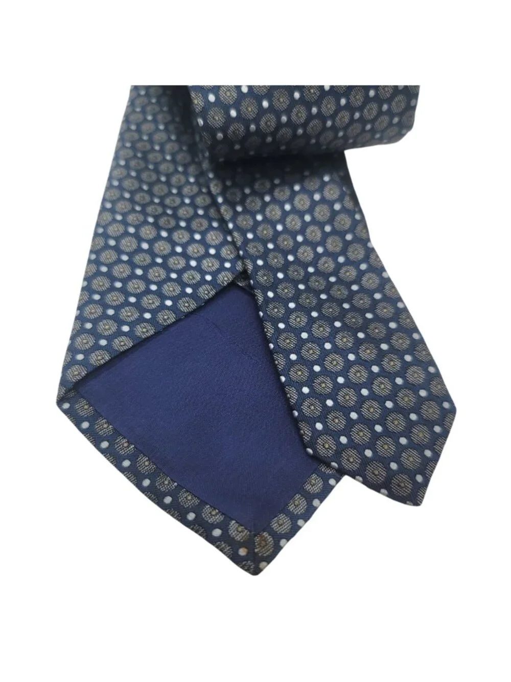 Ghen Corporation Mens Blue Dot Pattern Silk Necktie 100% Silk Professional Wear
